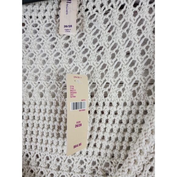 NWT Cacique Swimsuit Cover Up 26/28 Womens Plus Size Cream V Neck Pullover - Picture 5 of 7